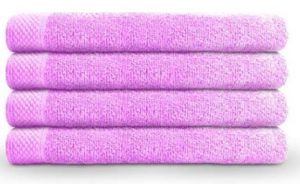 Swiss Republic 440 GSM Cotton Hand Towels with Quick Dry and Double Stitch Line (Rose Pink) -Set of 4