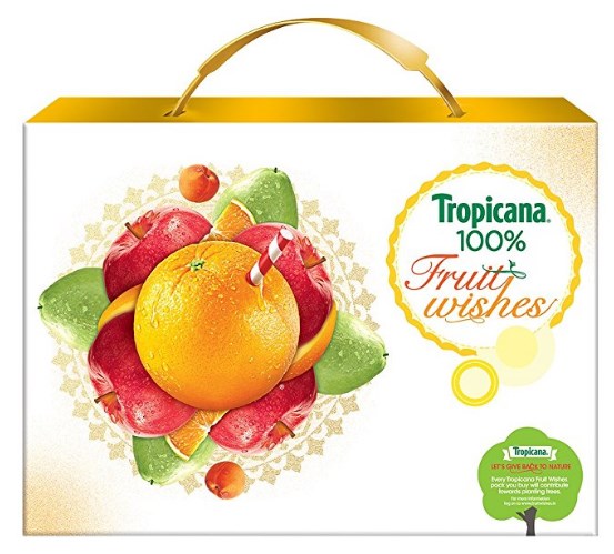 Tropicana 100% Fruit Juice - Festive Gift Box 3L (Mixed Fruit 1L + Orange 1L + Apple 1L) at rs.243