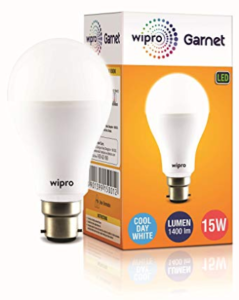 Wipro Garnet Base B22 15-Watt LED Bulb (Pack of 2, Cool Day Light)