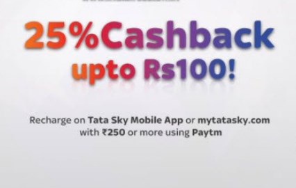 tatasky paytm 25% cb