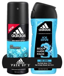 Adidas Ice Dive Deodorant Body Spray, 150ml with Ice Dive Shower Gel, 250ml 