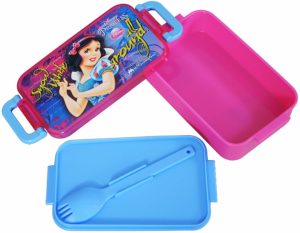 Amazon - Buy Disney Snow White Plastic Lunch Box Set, 450ml, 3-Pieces, Pink/Blue at Rs. 99