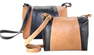 Fargo Motley PU Leather Women's Girl's Sling Bag Combo Of 2 (Black,Beige_FGO-091)