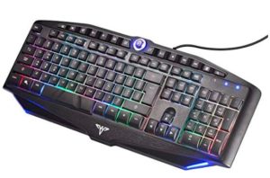 Gaming Keyboard, Backlit Gaming Keyboard Wired, 19 Anti-ghosting Typing Keyboard with 14 Multimedia Keys, Switchable WASD Keyboard for Gaming PC