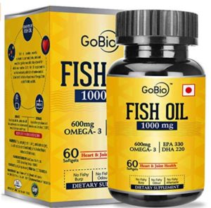 GoBio Omega-3 Fish Oil 1000mg Double Strength 330mg EPA 220mg DHA - 60 Softgels