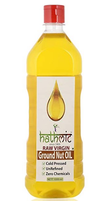 Hathmic Raw Cold Pressed Virgin Groundnut Oil, 1000 ml (Wood Pressed)