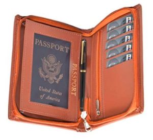 NISUN Leather Travel Passport Holder Case Wallet Cover Zipper Closure Brown (Brown)