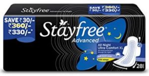 Stayfree Advanced XL All Night Sanitary napkins (28 Count)