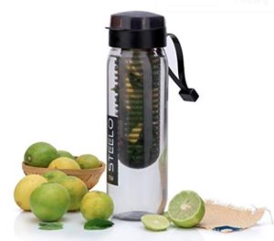 Steelo Plastic Fruit Infuser Bottle, 700ml, Black