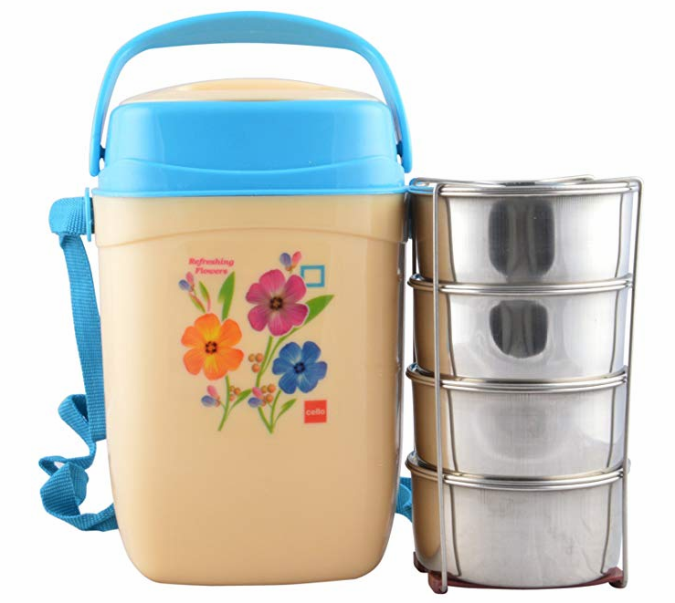Cello Relish Insulated 4 Container Lunch Carrier, Blue