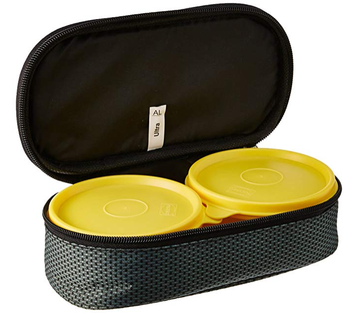 Polyset Magic Seal Ultra Plastic Lunch Box Set with Bag, 2-Pieces, Yellow