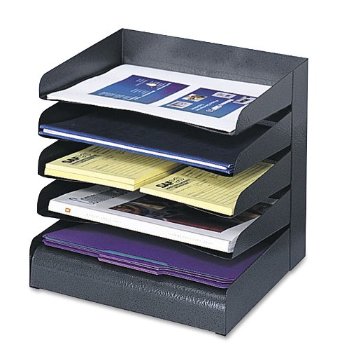 Safco 3127BL Steel Desk Organizer Tray Sorter with 5 Shelves (Black)