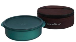 Signoraware Papad and Chapati Box with Bag, 2.2 Litres, Forest Green