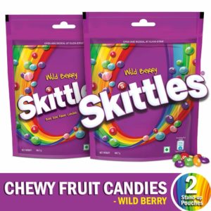 Skittles Bite-Size Fruit Candies Pouch, Wild Berry Pouch, 281 g with Skittles Standup Pouch, Pack of 2