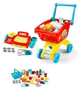 Toys Bhoomi 2 in 1 Supermarket Cashier & Shopping Trolley Role Play Set with Light & Sound