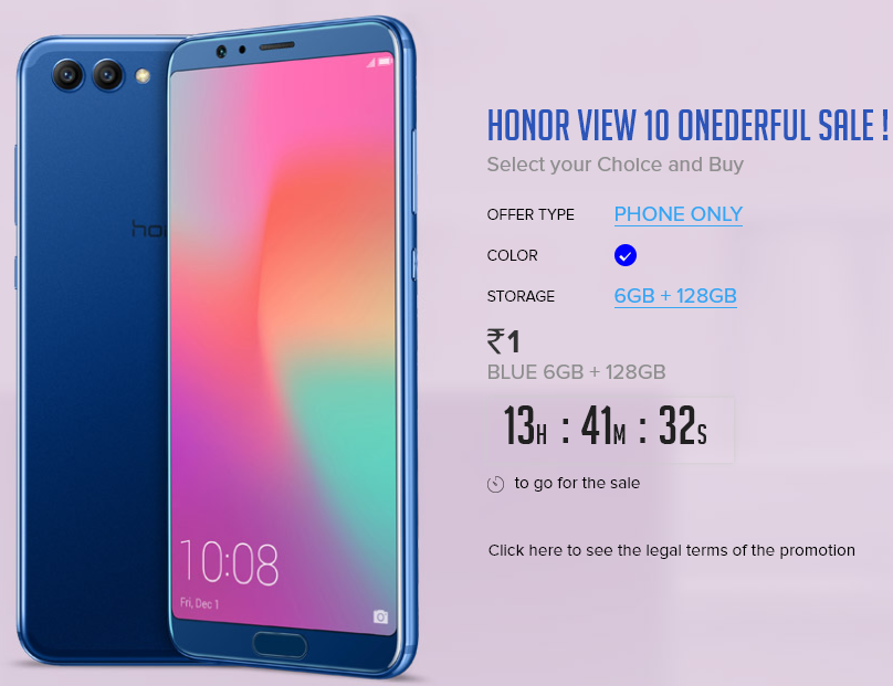 honor view 10 flash sale