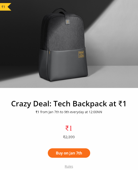 realme tech backpack
