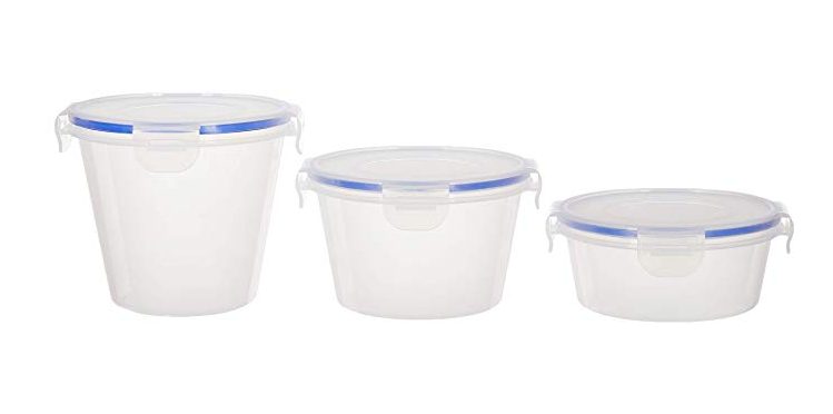 Amazon Brand - Solimo Plastic Kitchen Storage Container Set, 3-Pieces, Blue
