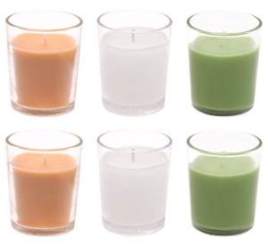 Amazon Brand - Solimo Votive Glass Candles, Pack of 6 (Scented - Jasmine, Lemon Grass & Sandalwood)