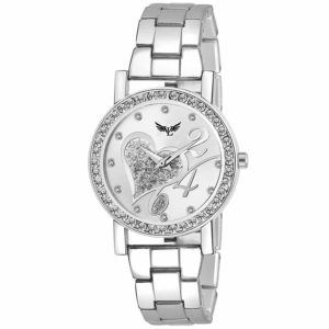 Amazon - Vills Laurrens (VL-7086) Pleasant Silver Diamond Studded Dial Analogue Watch for Women and Girls at Rs.199 Only