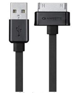 Amkette 30 Pin to USB Charging & Data Sync Cable for iPhone 3G / 3GS / 4 / iPad 1/2 / 3, iPod Nano 5th / 6th Gen and iPod Touch 3rd / 4th Gen -1.5m (Black)