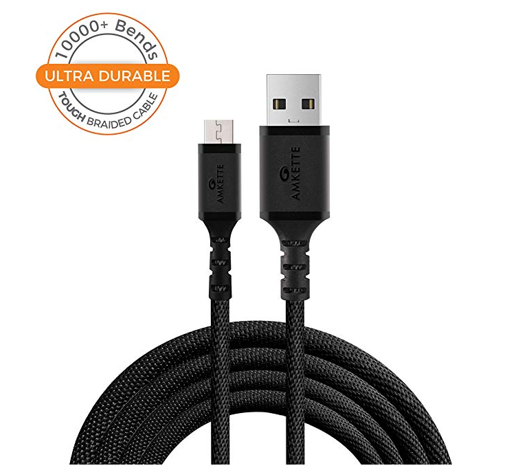 Amkette Tough Pro Micro USB Braided Fast Charge Cable