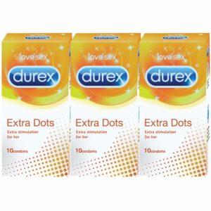 Durex Condoms - 10 Count (Pack of 3, Extra Dots)