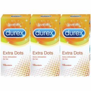 Durex Condoms - 10 Count (Pack of 3, Extra Dots)