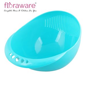 Floraware Plastic Wasing Bowl and Strainer, Green