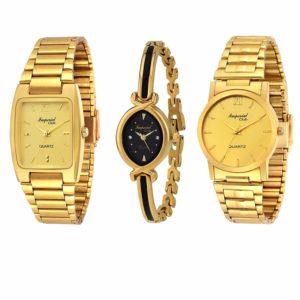 Imperial Club Combo Pack of 3 Golden Colour Analog Watches