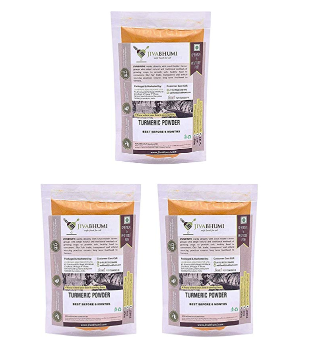 Jivabhumi Certified Organic Turmeric Powder, 450 Gm (Combo of 3)