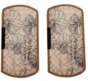 Kuber Industries Floral Design Rexene 2 Piece Fridge Handle Cover Set - Cream