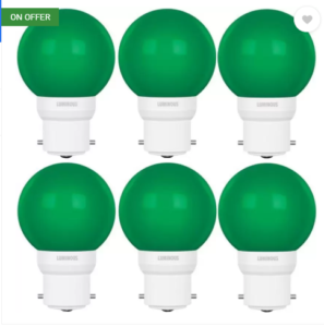 Luminous 0.5 W Round B22 D LED Bulb  (Green, Pack of 6)