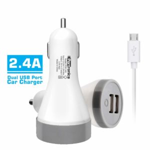 Portronics POR-345 Car Power 2.4A with Dual USB Port (White)