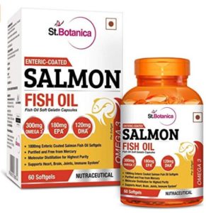 StBotanica Salmon Fish Oil Omega-3 1000mg, 180mg EPA, 120mg DHA - 60 Enteric Coated Softgels 