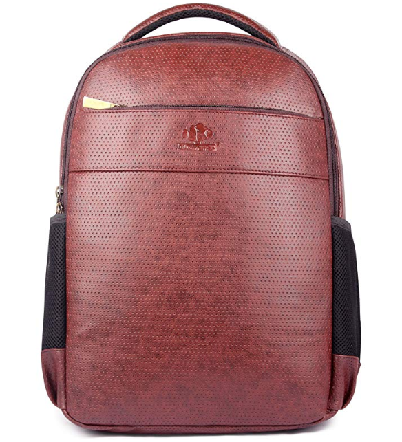 The Clownfish Synthetic 31 Ltr Brown-Black Laptop Backpack