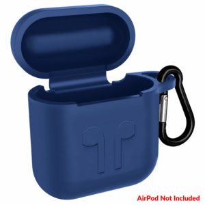 Tizum Apple AirPod Silicone-Shockproof Case Cover with Carabiner Hook (Blue)