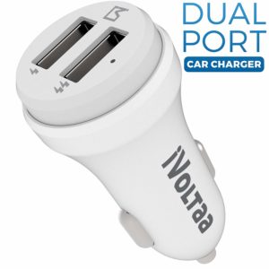 iVoltaa 2.4A Dual Port Car Charger - White