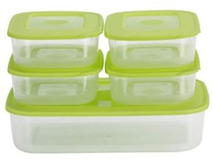 All Time Basic Plastic Container Set, 5-Pieces, Green
