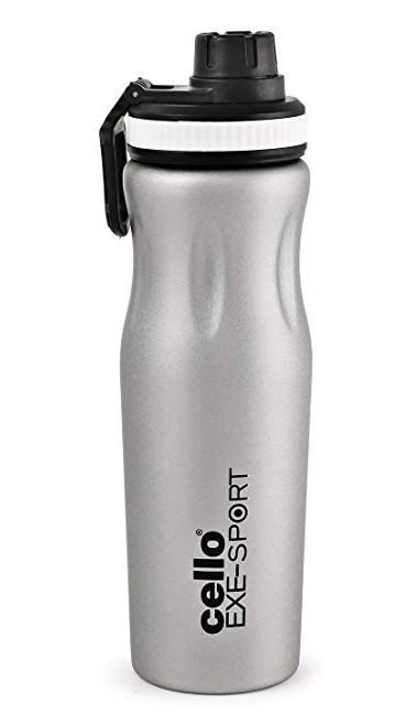 Cello Fit Grip Stainless Steel Water Bottle, 850ml, Silver 