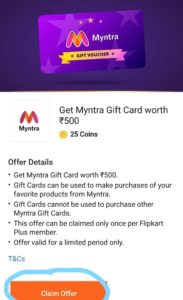 Claim Offer Myntra Flipkart Plus