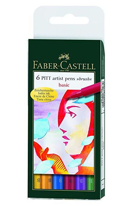 Faber-Castell Pitt Artist Basic Color Pen Set - Pack of 6 