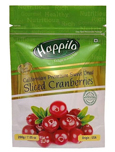 Happilo Premium Californian Dried and Sweet Sliced Cranberries, 200g 