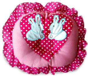 Littly Cotton Pillow with Frill for Baby, Round, Pink
