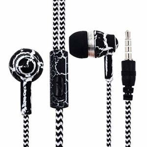 Pictek Crack Braided with Microphone Wired Control Bass Headphone for Mobile Phone Call (Black)