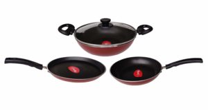 Pigeon by Stovekraft Basics Induction Base Non-Stick 4 PC Cookware Set, Terracotta Brown