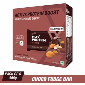 RiteBite Max Protein Active Choco Fudge Bars 450g Pack of 6 (75g x 6)