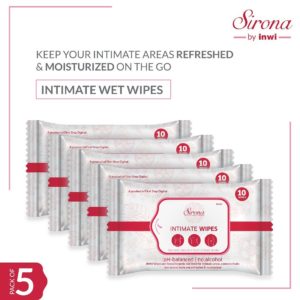 Sirona Intimate Wet Wipes - 50 Wipes (5 Pack - 10 Wipes Each)