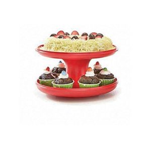 Tupperware Serve-It-All Pedestal Cake Pie Serving Stand Red