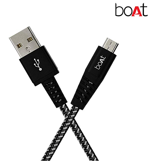 boAt Rugged v3 Extra Tough Unbreakable Braided Micro USB Cable 1.5 Meter (Black)